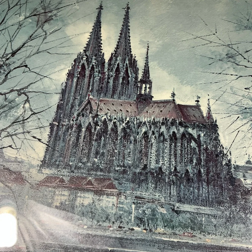 Vintage Geissler 1922 Cologne Cathedral Germany framed lithograph 15x18.5 - Picture 4 of 5